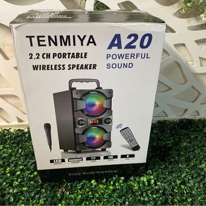 TENMIYA A20 Bluetooth Speakers Portable, Double Subwoofer, Microphone, FM Radio
